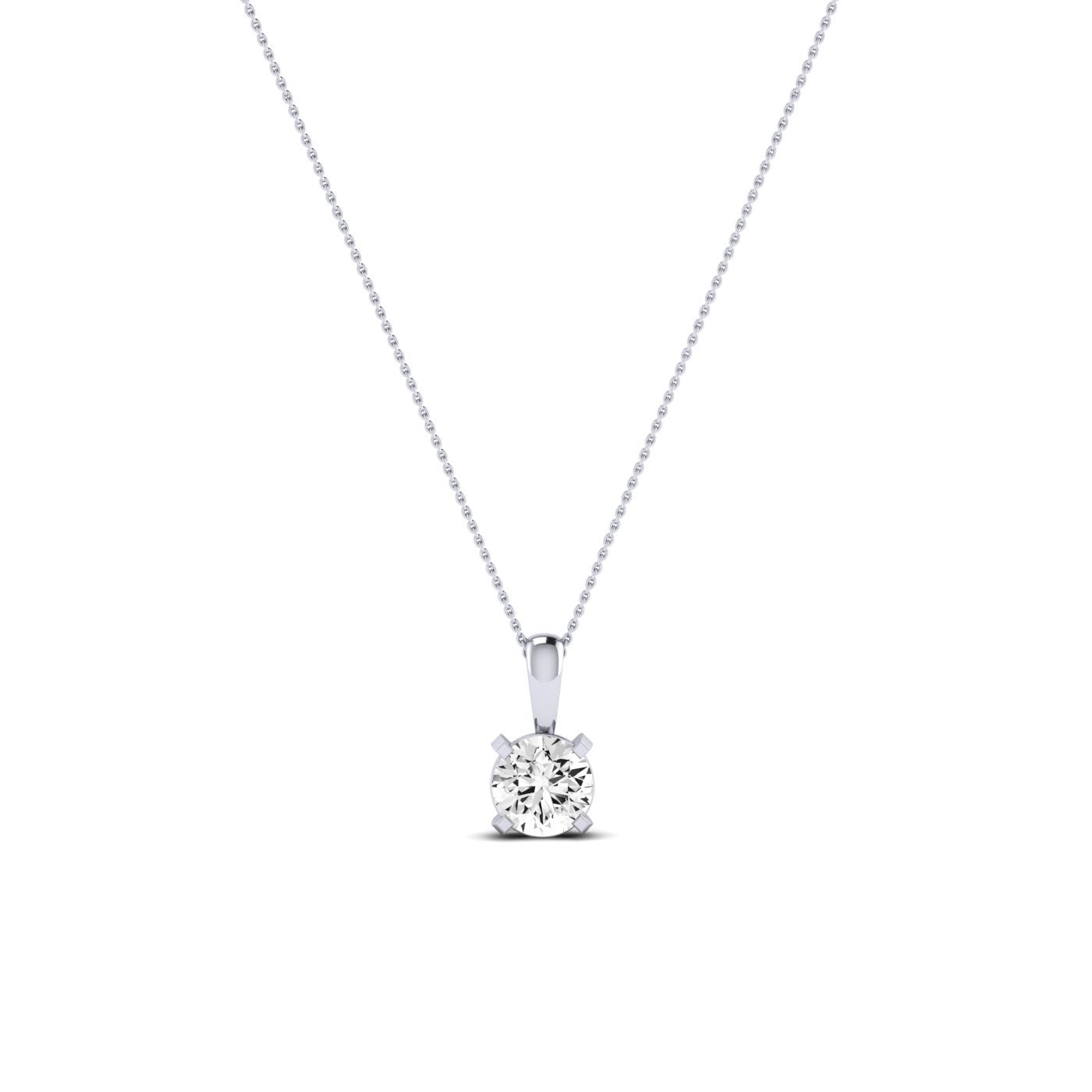 Orchid Round Cut Diamond Solitaire Necklace (Clarity Enhanced) whitegold