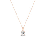 Orchid Round Cut Diamond Solitaire Necklace (Clarity Enhanced) rosegold