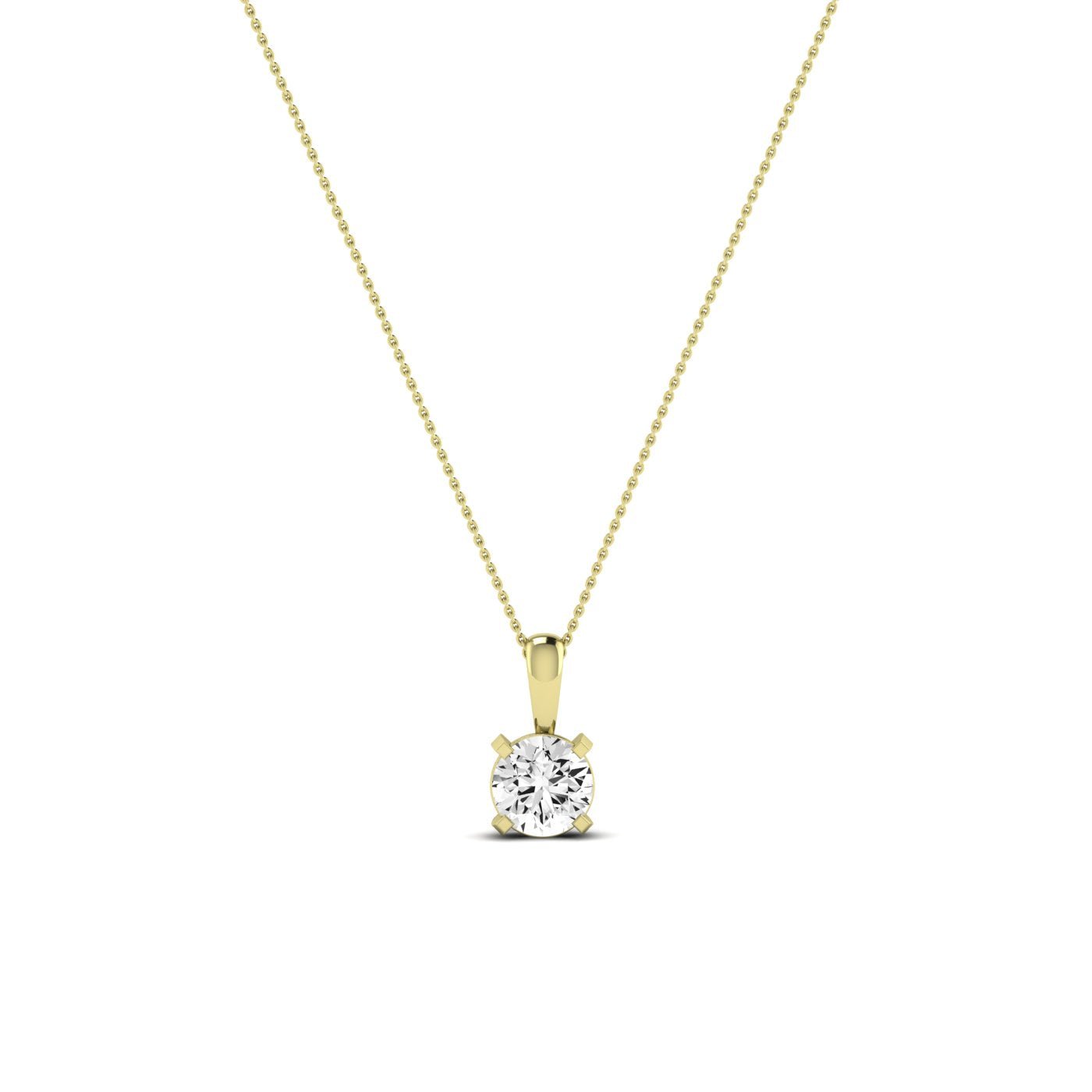 Orchid Round Cut Moissanite Solitaire Necklace yellowgold