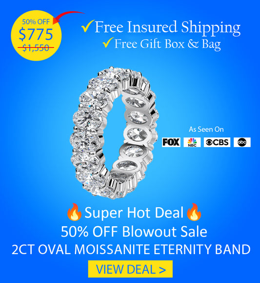 2ct Oval Moissanite Eternity Band