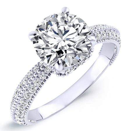 Oxalis Round Moissanite Engagement Ring whitegold