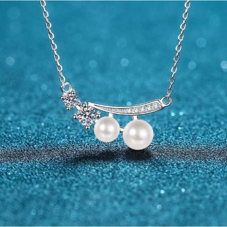 Patrese Moissanite & Pearl Necklace whitegold