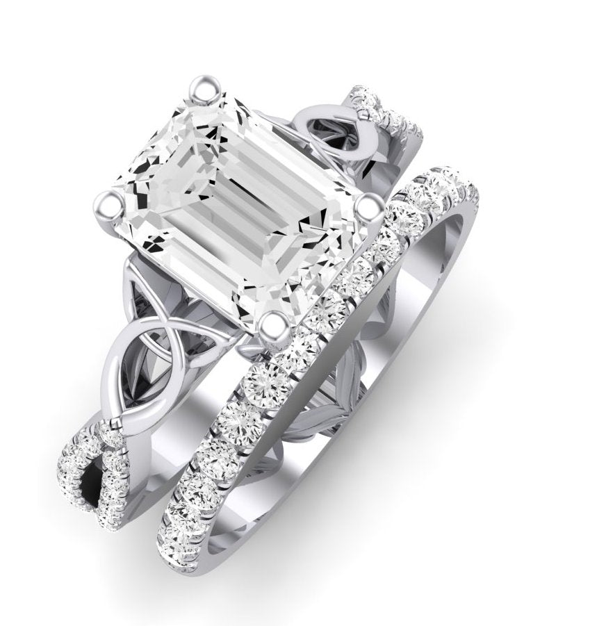 Pavonia Diamond Matching Band Only (does Not Include Engagement Ring)  For Ring With Emerald Center whitegold