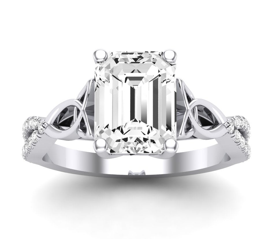 Pavonia Emerald Diamond Engagement Ring (Lab Grown Igi Cert) whitegold