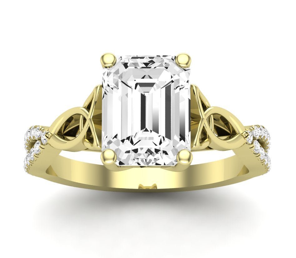 Pavonia Emerald Moissanite Engagement Ring yellowgold