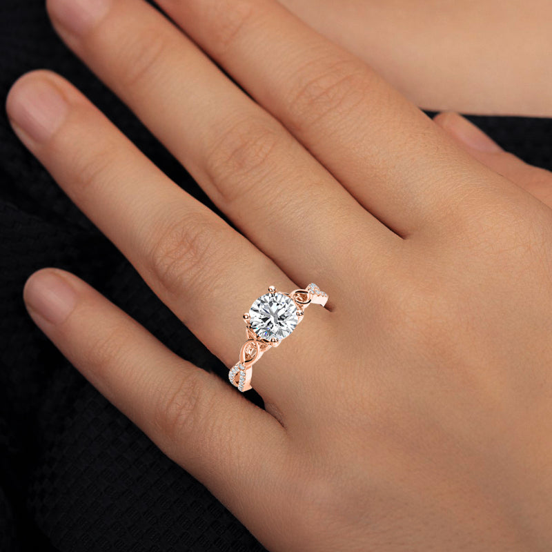 Pavonia Round Diamond Engagement Ring (Lab Grown Igi Cert) rosegold