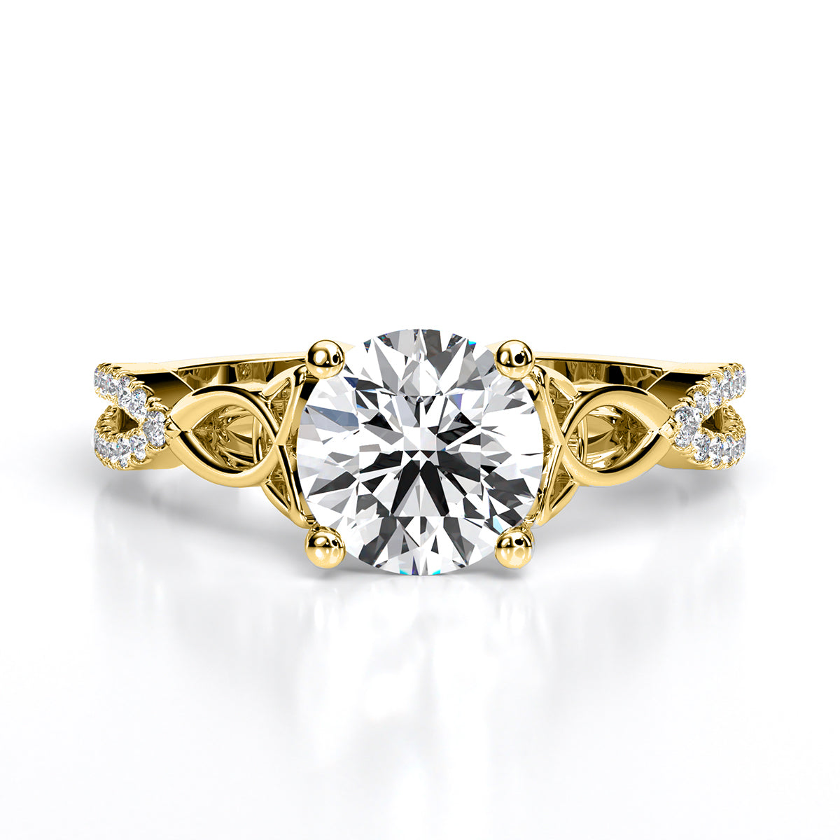 Pavonia Round Diamond Engagement Ring (Lab Grown Igi Cert) yellowgold