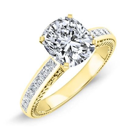 Peony Cushion Moissanite Bridal Set yellowgold