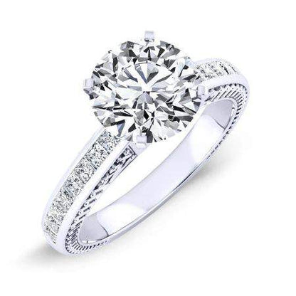 Peony Round Diamond Engagement Ring (Lab Grown Igi Cert) whitegold