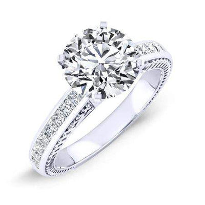 Peony Round Diamond Engagement Ring (Lab Grown Igi Cert) whitegold