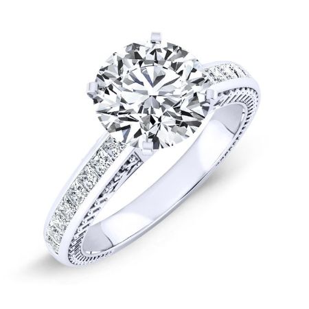 Peony Round Moissanite Bridal Set whitegold