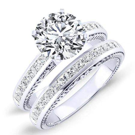 Peony Round Moissanite Bridal Set whitegold