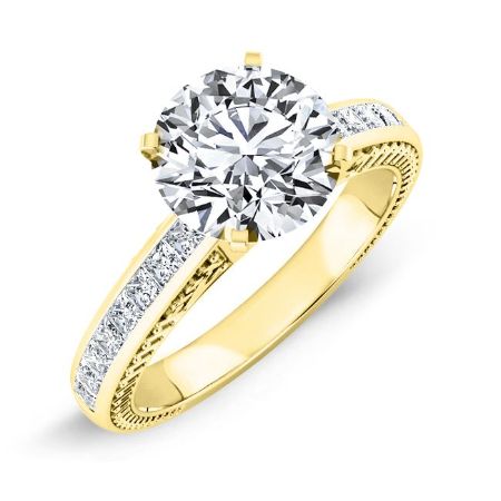 Peony Round Moissanite Bridal Set yellowgold