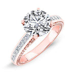 Peony Round Moissanite Engagement Ring rosegold
