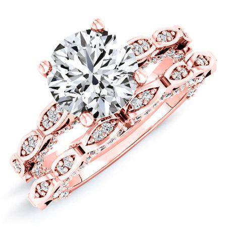 Peregrine Round Moissanite Bridal Set rosegold