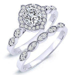 Petal Cushion Moissanite Bridal Set whitegold