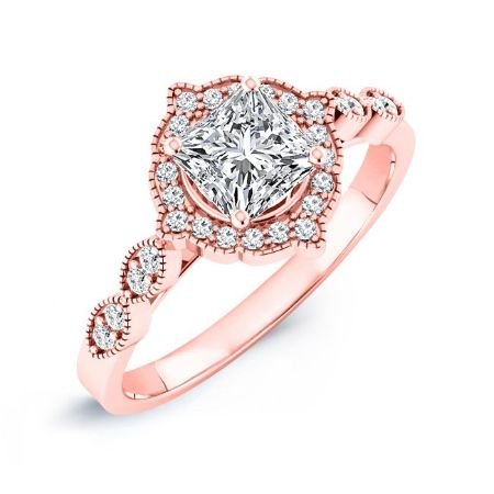 Petal Diamond Matching Band Only (engagement Ring Not Included) For Ring With Princess Center rosegold