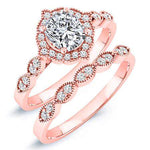 Petal Cushion Diamond Bridal Set (Lab Grown Igi Cert) rosegold