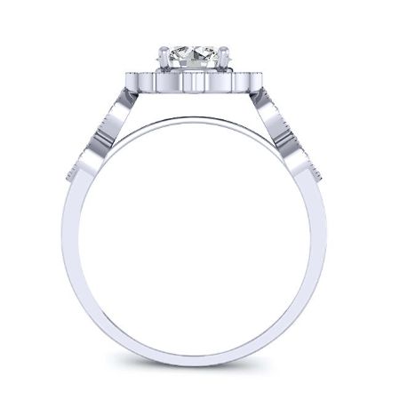 Petal Round Diamond Engagement Ring (Lab Grown Igi Cert) whitegold