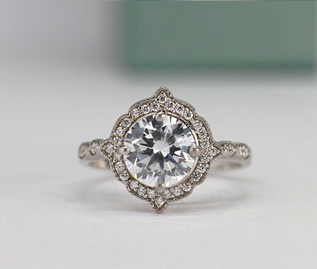 Petal Round Diamond Engagement Ring (Lab Grown Igi Cert) whitegold