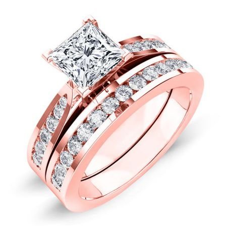 Petunia Diamond Matching Band Only (engagement Ring Not Included) For Ring With Princess Center rosegold