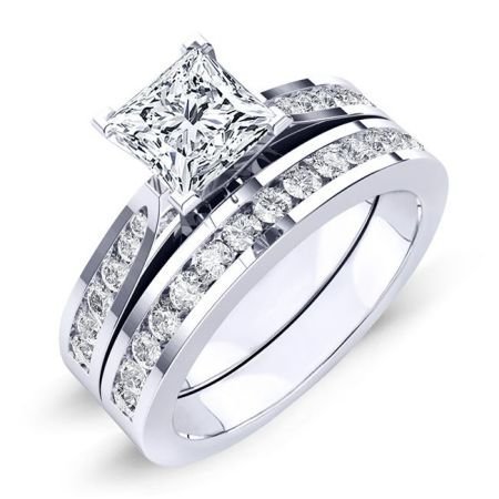 1.00 ct - Petunia - GIA Natural Princess Diamond Bridal Set