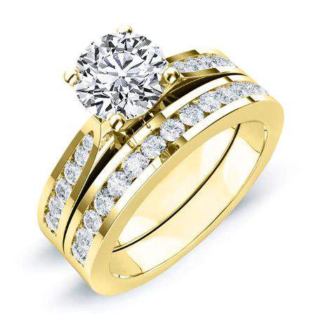 Petunia Round Moissanite Bridal Set yellowgold
