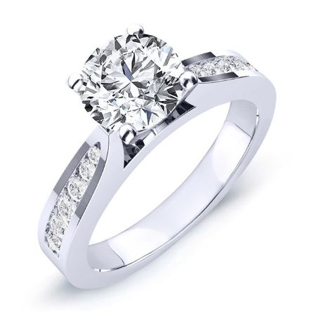 Petunia Round Moissanite Bridal Set whitegold