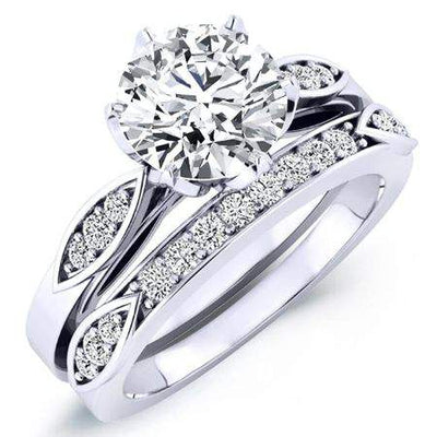 Pieris Diamond Matching Band Only (engagement Ring Not Included) For Ring With Round Center whitegold