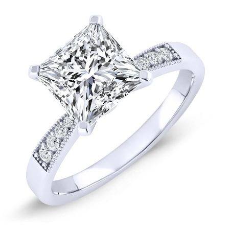 Poppy Diamond Matching Band Only (engagement Ring Not Included) For Ring With Princess Center whitegold