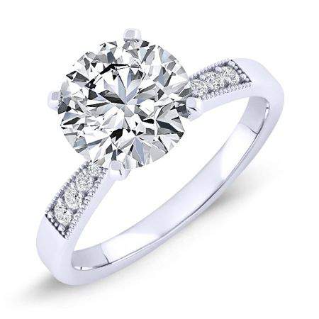 Poppy Round Moissanite Engagement Ring whitegold