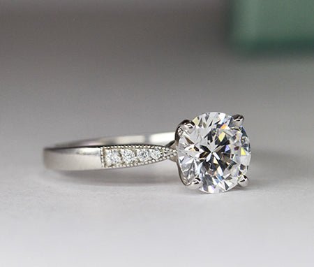 Poppy Round Moissanite Engagement Ring whitegold