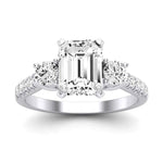 Primrose Diamond Matching Band Only ( Engagement Ring Not Included) For Ring With Emerald Center whitegold