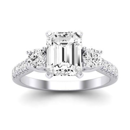Primrose Diamond Matching Band Only ( Engagement Ring Not Included) For Ring With Emerald Center whitegold