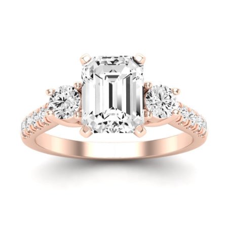 Primrose Diamond Matching Band Only ( Engagement Ring Not Included) For Ring With Emerald Center rosegold