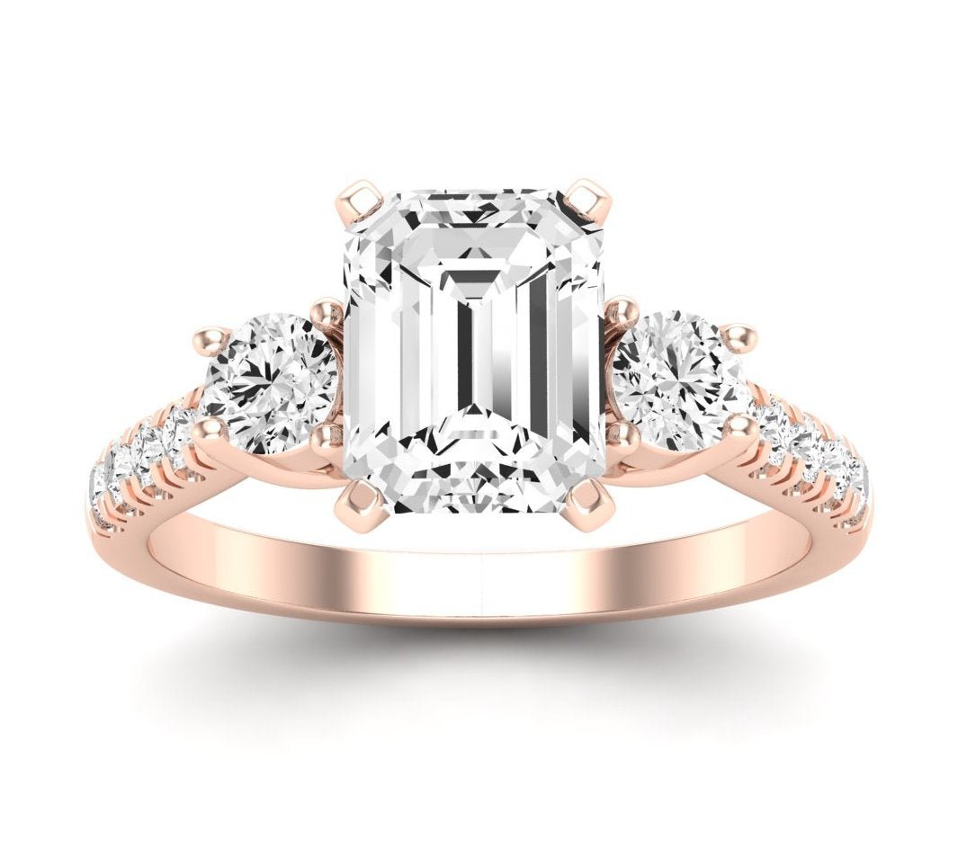 Primrose Emerald Diamond Engagement Ring (Lab Grown Igi Cert) rosegold