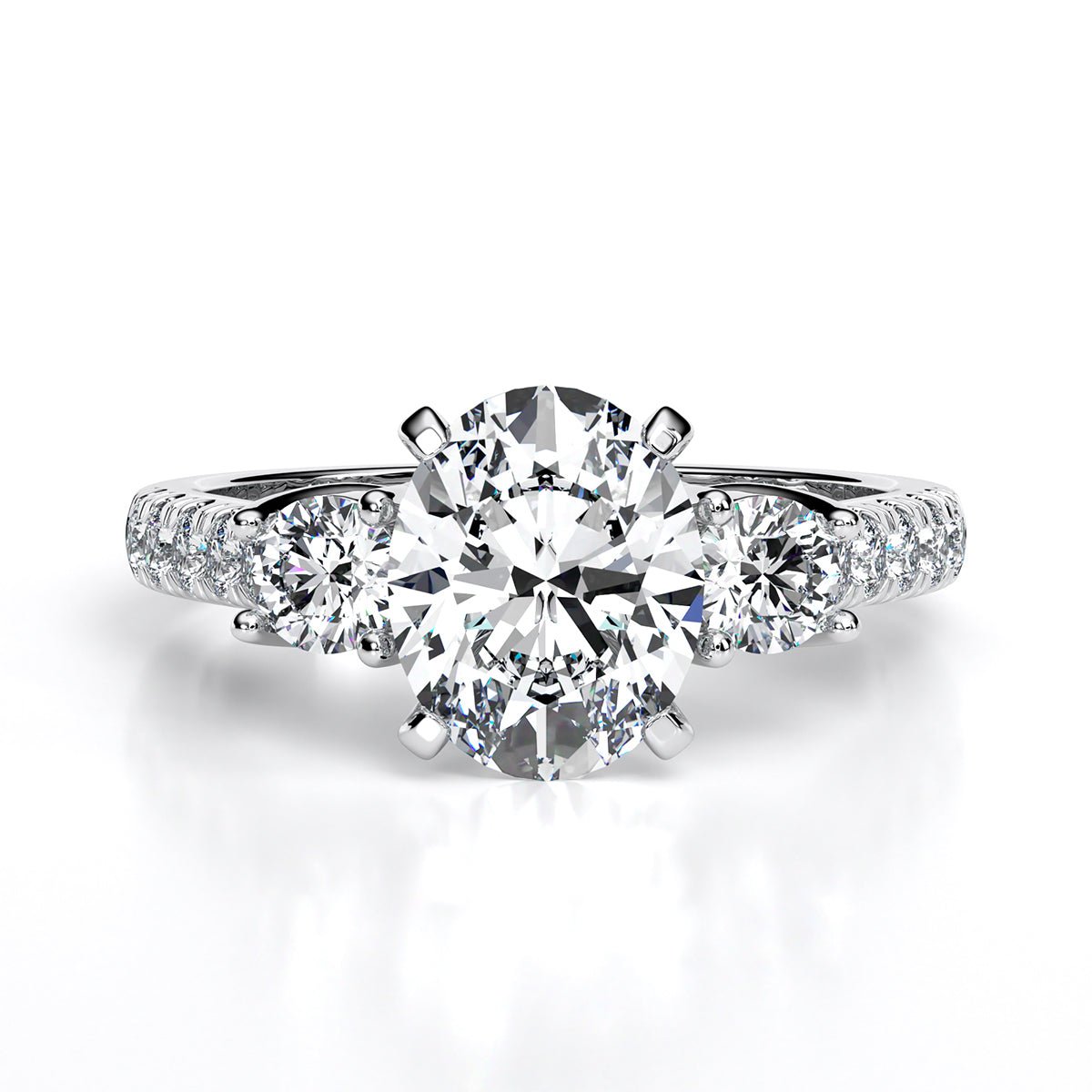 Primrose Oval Diamond Engagement Ring (Lab Grown Igi Cert) whitegold