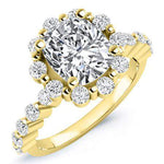 Privet Cushion Moissanite Engagement Ring yellowgold