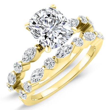 Redbud Cushion Diamond Bridal Set (Lab Grown Igi Cert) yellowgold