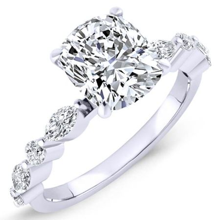 Redbud Cushion Moissanite Engagement Ring whitegold