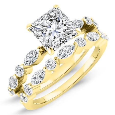 Redbud Diamond Matching Band Only (engagement Ring Not Included) For Ring With Princess Center yellowgold