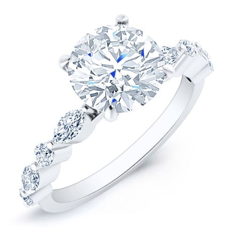 Redbud Diamond Matching Band Only (engagement Ring Not Included) For Ring With Round Center whitegold