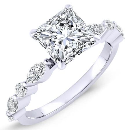 Redbud Princess Moissanite Engagement Ring whitegold