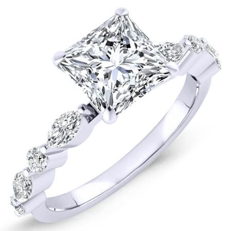 Redbud Princess Moissanite Engagement Ring whitegold