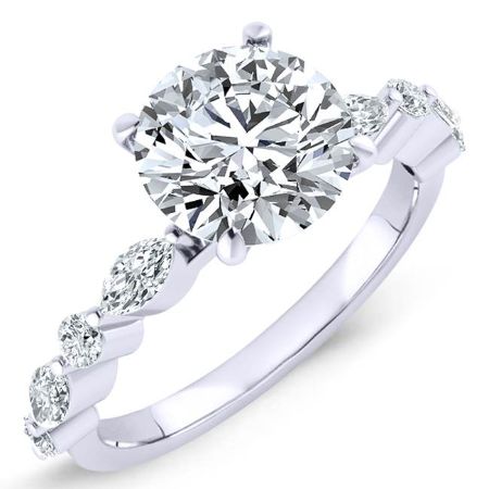 Redbud Round Moissanite Engagement Ring whitegold