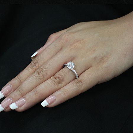 Redbud Round Moissanite Engagement Ring whitegold