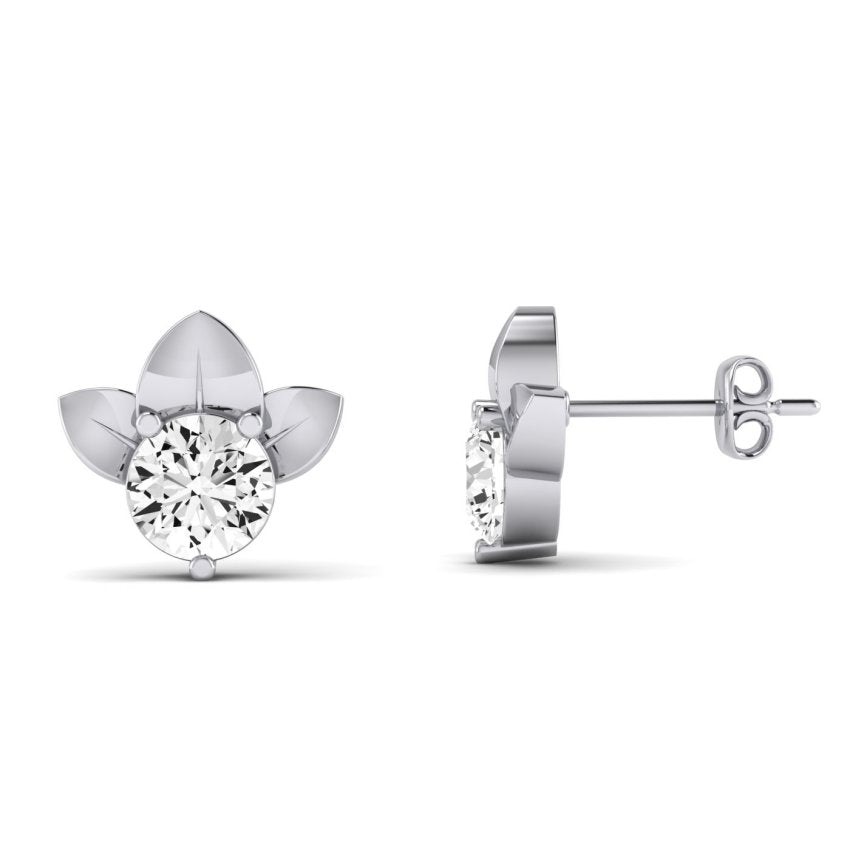 Reed Round Diamond Stud Earrings whitegold