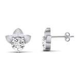Reed Round Diamond Stud Earrings whitegold