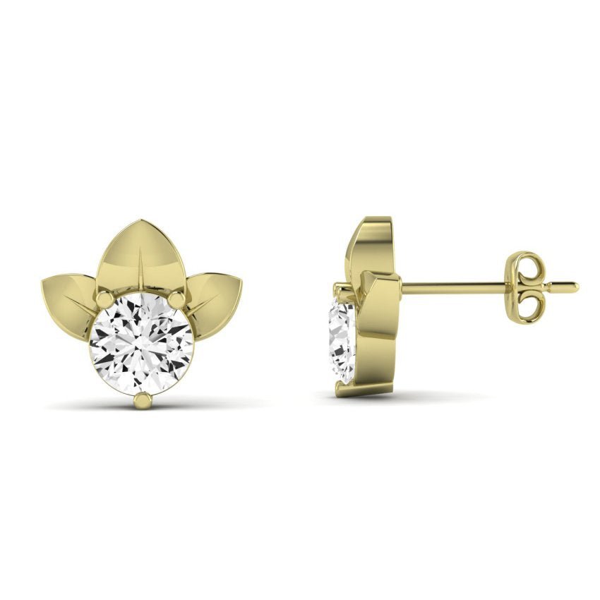 Reed Round Diamond Stud Earrings yellowgold