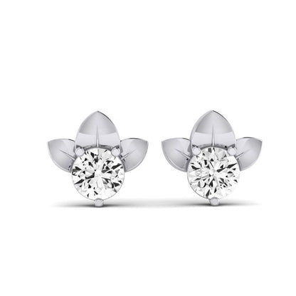 Reed Round Diamond Stud Earrings whitegold